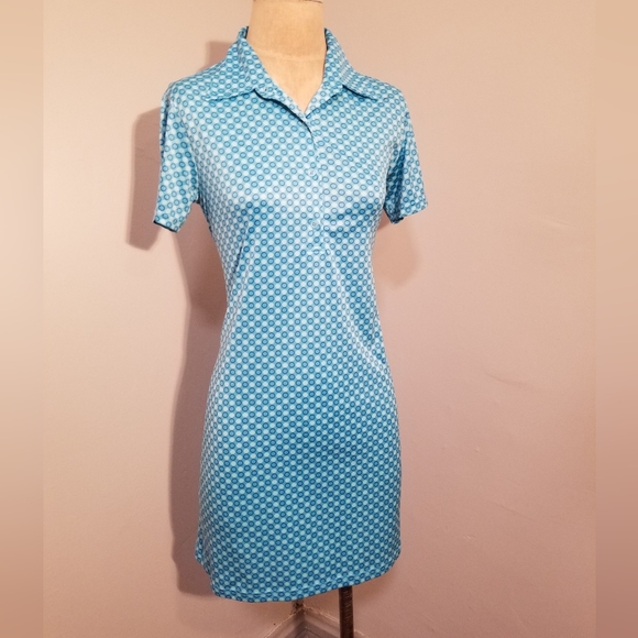 VTG GAP BLUE POLKA DOT DRESS BUBBLE PREPPY DELIAS 90S SKATER RETRO HIPSTER EMO M - Picture 2 of 9